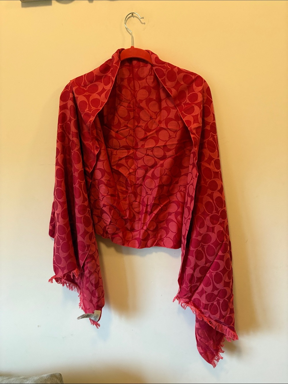Coach Red Signature Logo Wrap Shawl